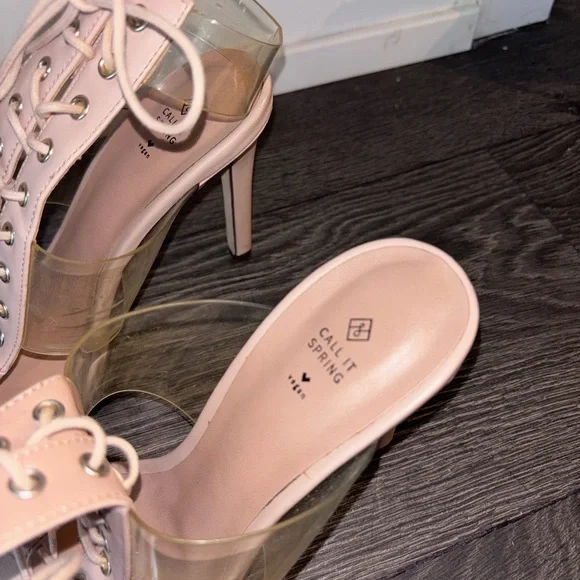 Call It Spring Transparent Lace-Up Heels - Picture 4 of 6